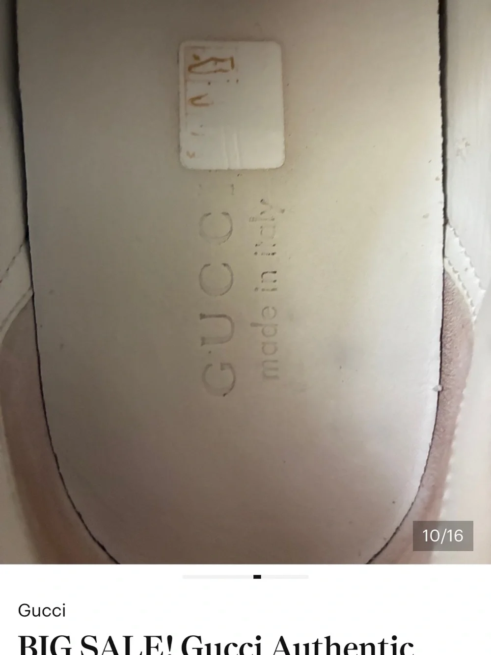 SALE GUCCI White Leather Sneakers Logo Strap across foot men’s has serial number